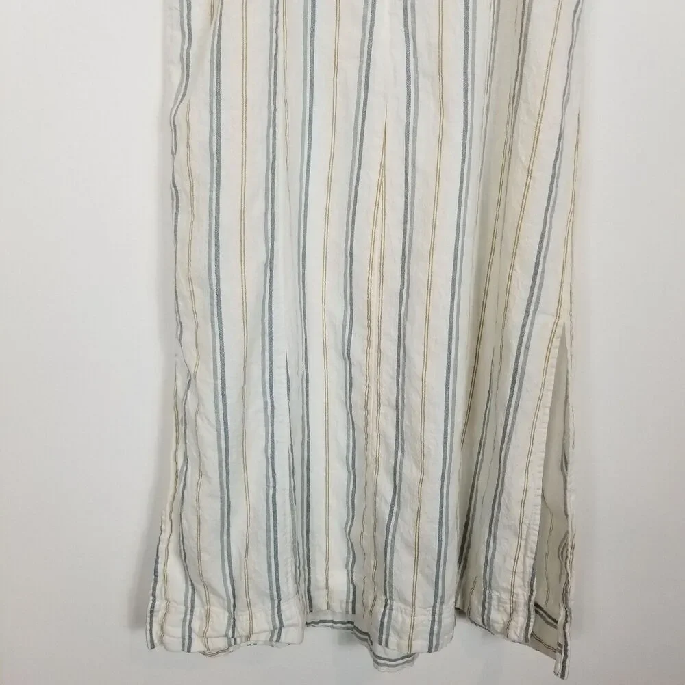 Madewell Women Linen-Cotton Princess-Seamed Midi Dress Sz M Stripe Boho Vacation - Picture 6 of 8